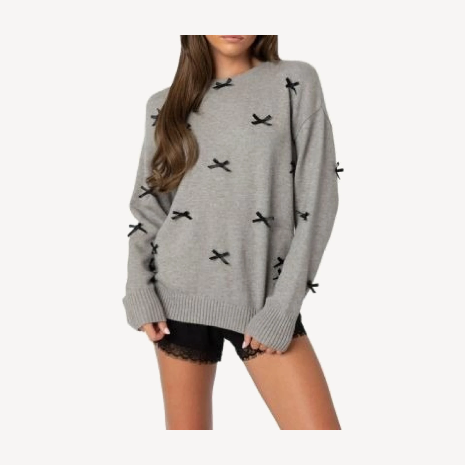 Edikted Satin Bow Oversized Sweater