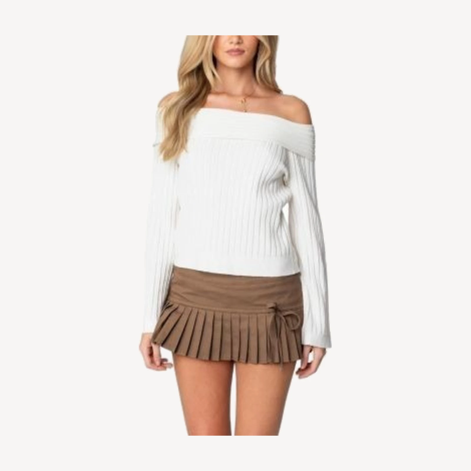 Edikted Brandy Fold Over Ribbed Sweater