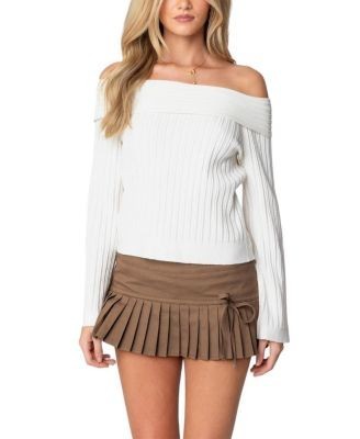 Edikted Brandy Fold Over Ribbed Sweater