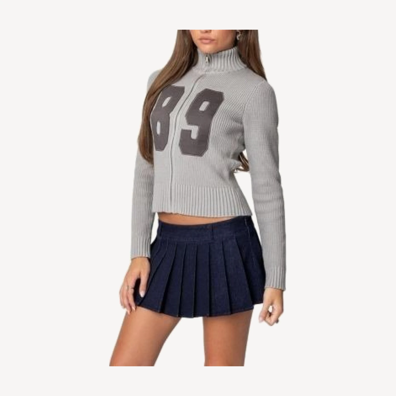 Edikted 89 High Neck Zip Up Cardigan