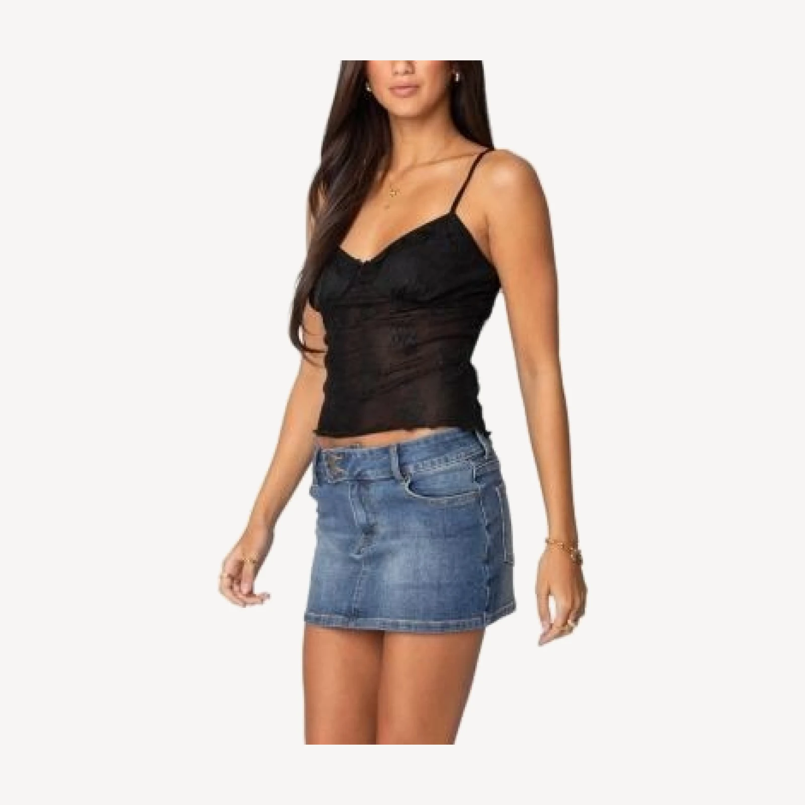 Edikted Angelina Sheer Lace Tank Top