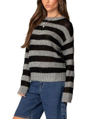 Edikted Light Knit Striped Sweater