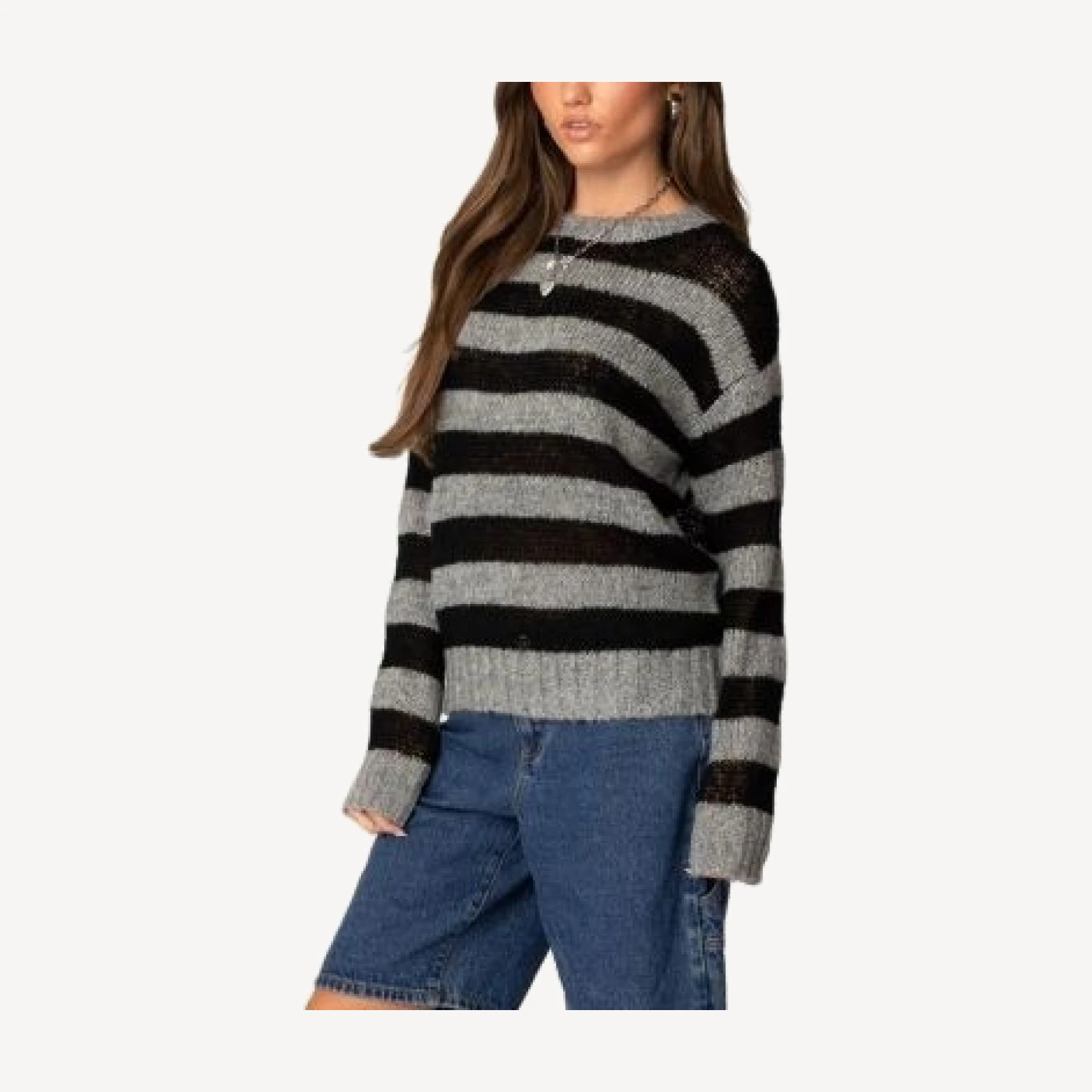 Edikted Light Knit Striped Sweater