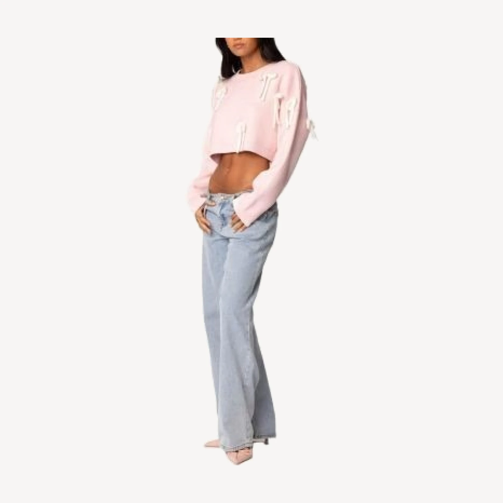 Edikted Chunky Bow Cropped Sweater