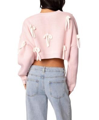 Edikted Chunky Bow Cropped Sweater