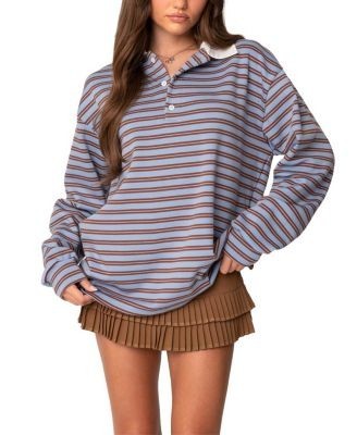 Edikted Stripey Oversized Collared Shirt