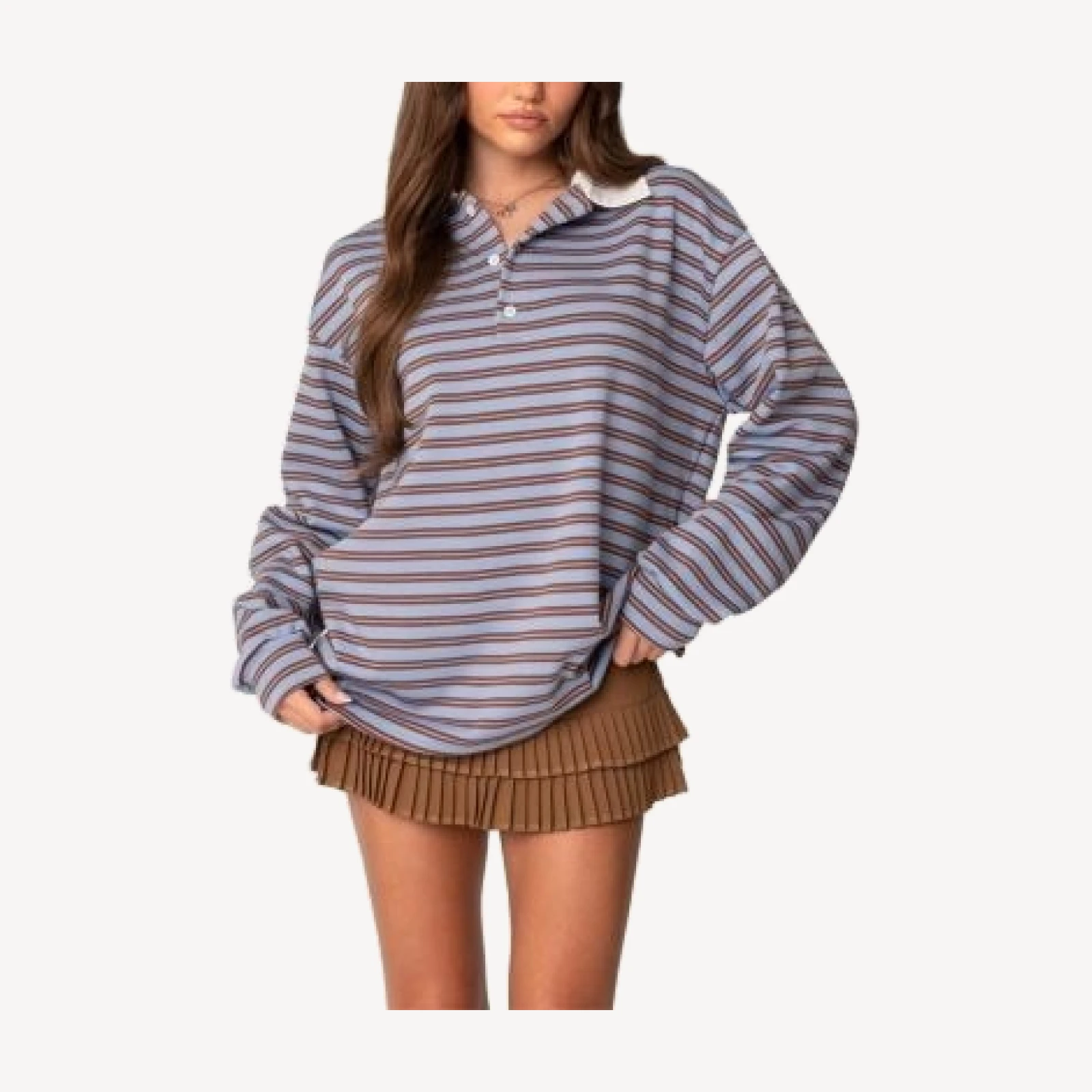 Edikted Stripey Oversized Collared Shirt
