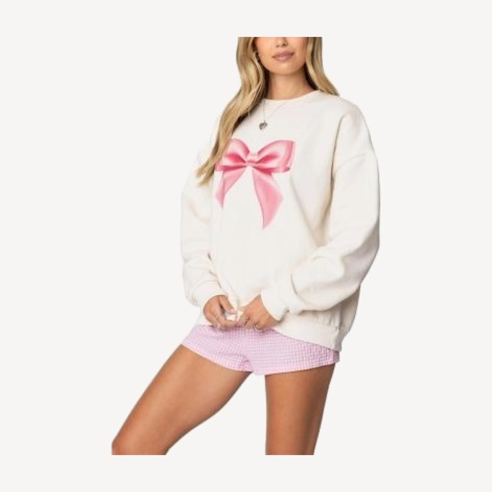 Edikted Bow Brat Printed Sweatshirt
