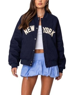 Edikted Big Apple Oversized Bomber Jacket