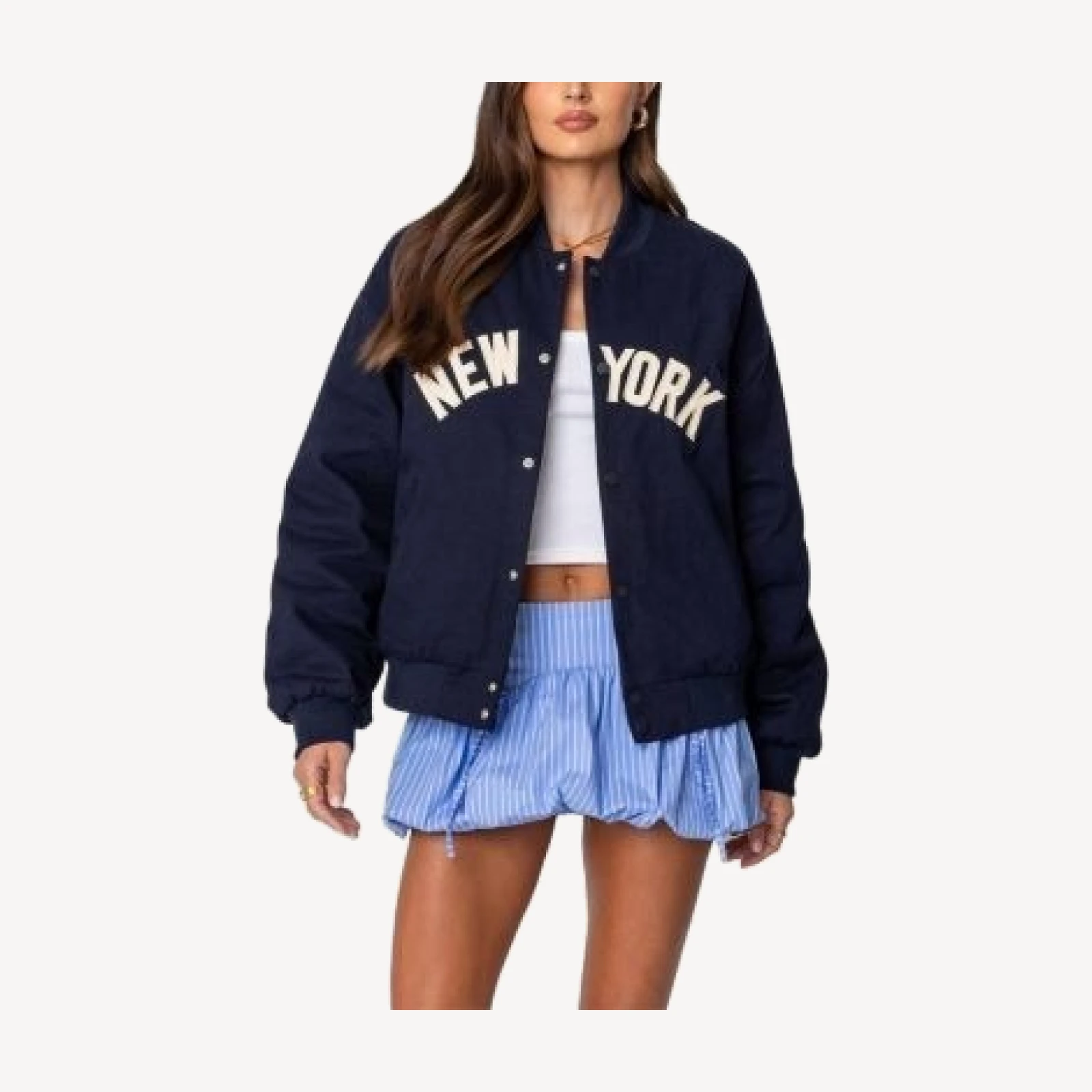 Edikted Big Apple Oversized Bomber Jacket