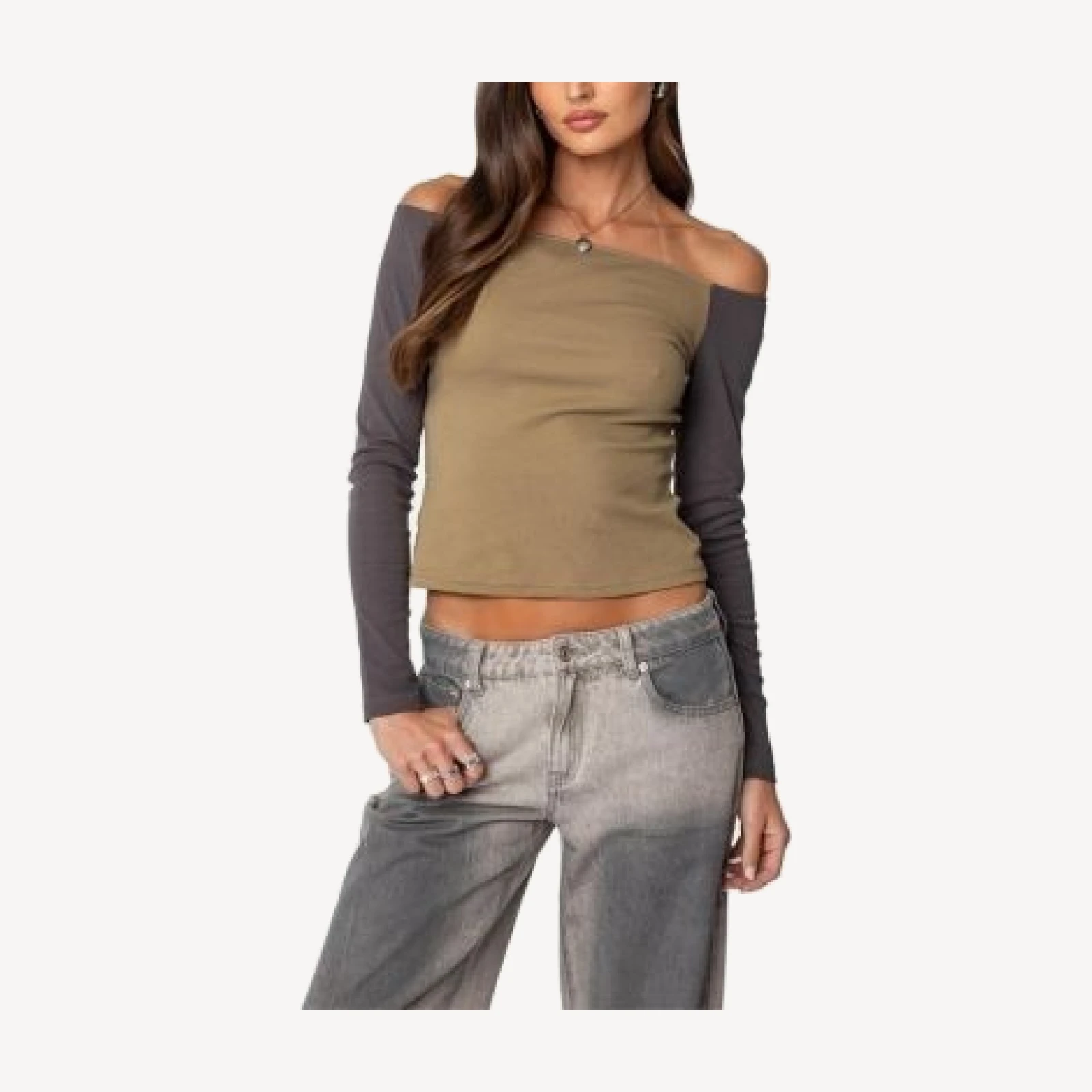 Edikted Contrast Off Shoulder Top