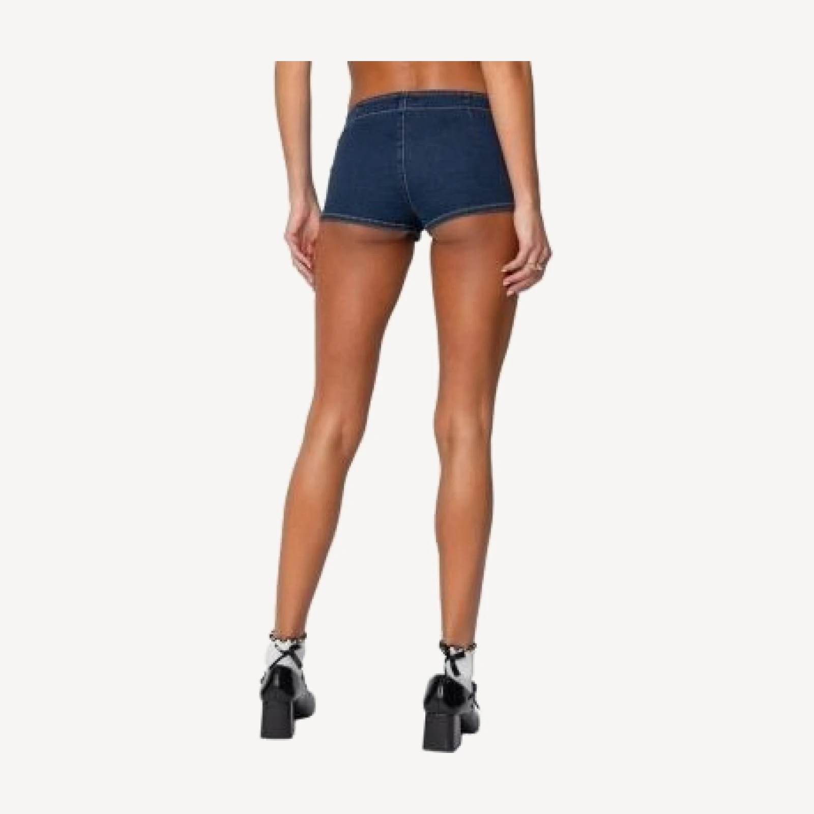 Edikted Zipped Up Denim Micro Shorts