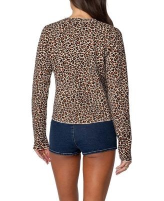 Edikted Leopard Printed Knit Cardigan