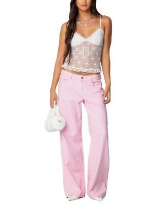 Edikted Polka Dot & Bow Sheer Tank Top