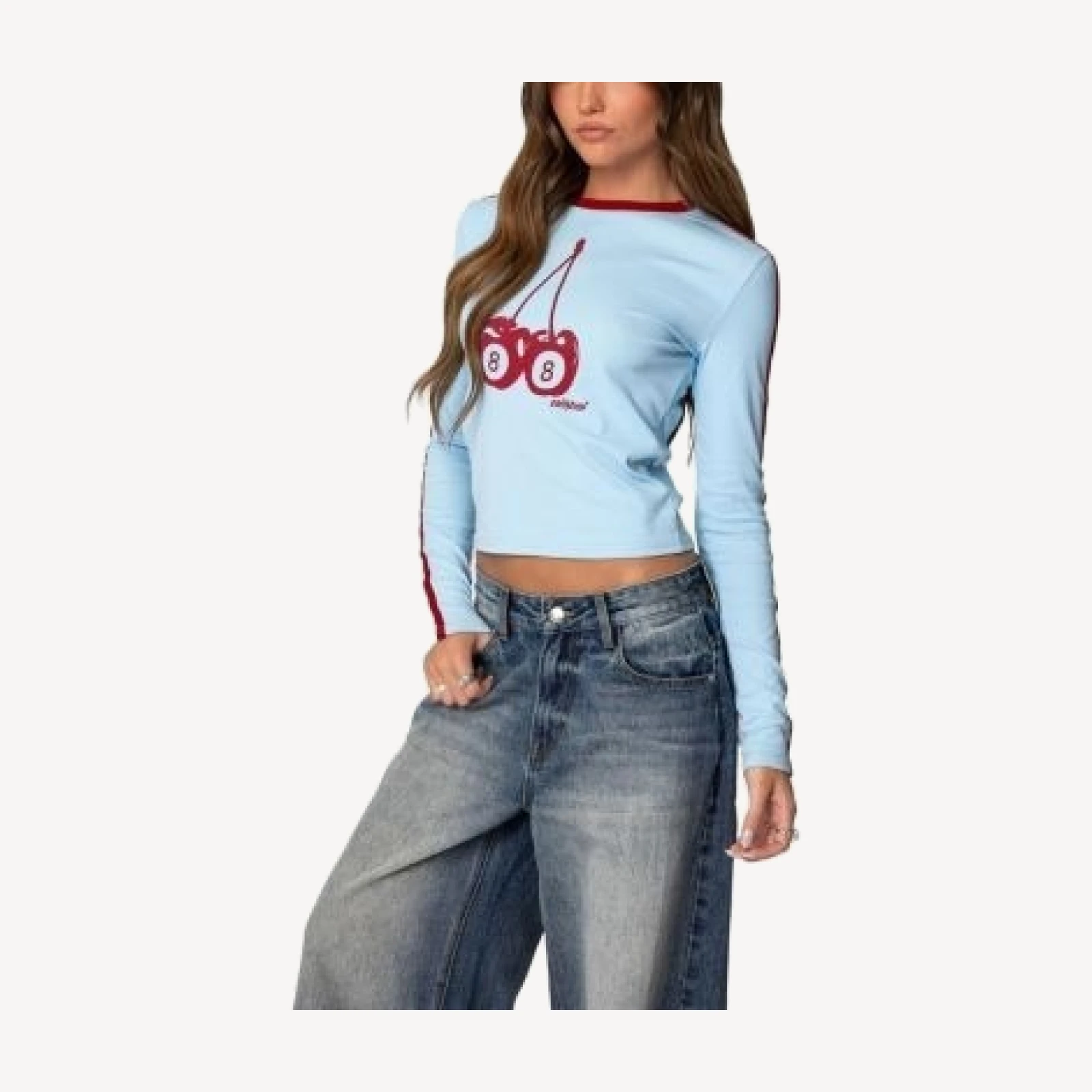 Edikted Cherry 8 Long Sleeve T Shirt