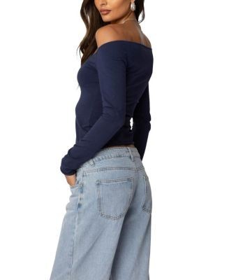 Edikted Nattie Off Shoulder V Neck Top