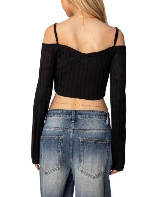 Edikted Triangle Hem Off Shoulder Sweater