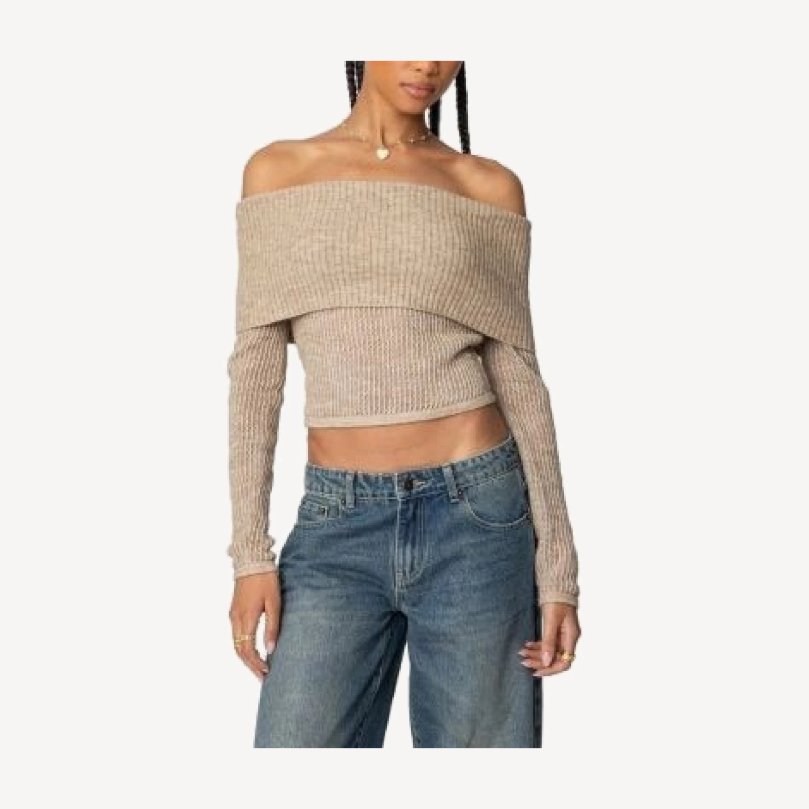 Edikted Lili Fold Over Knit Top