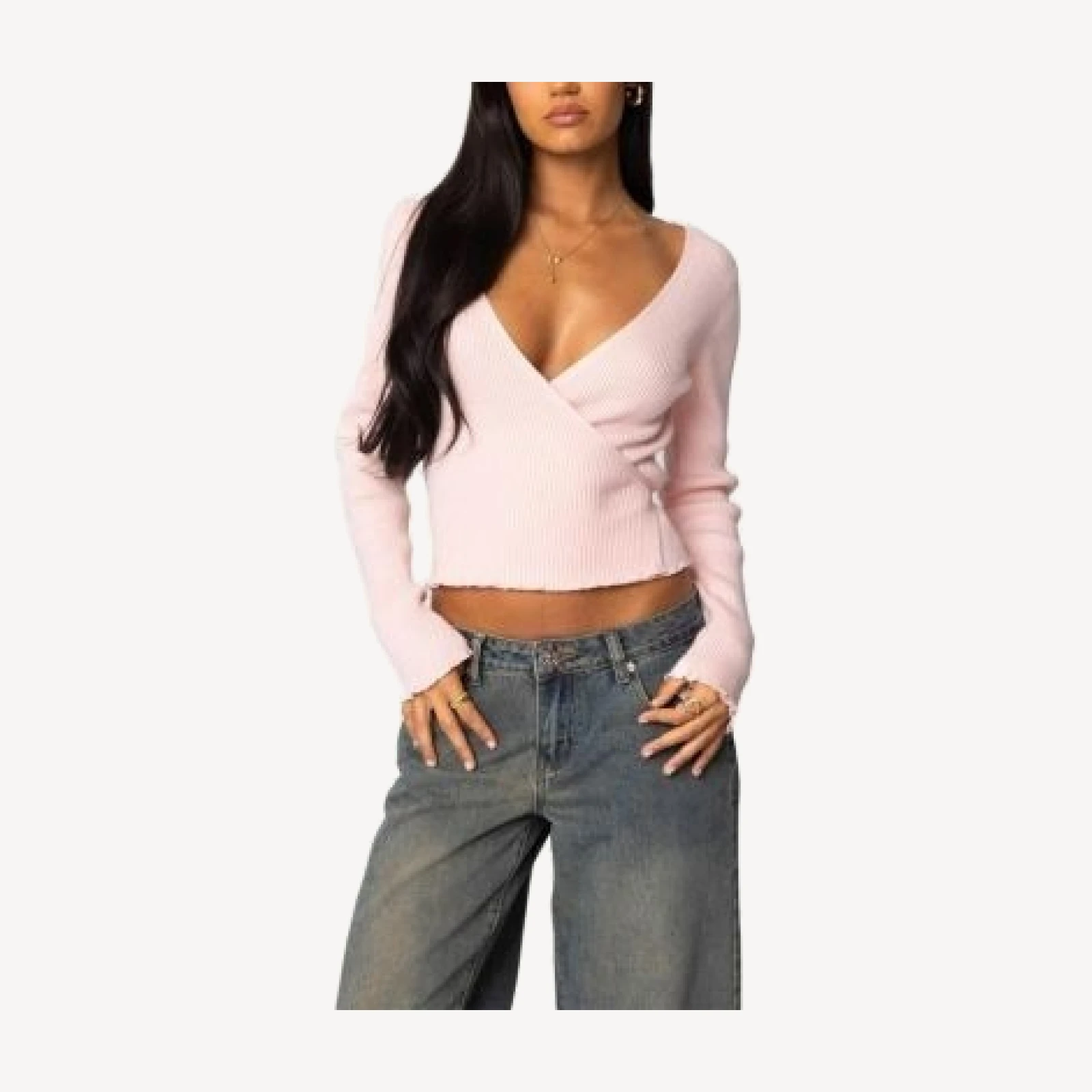 Edikted Paden Ribbed Knit Wrap Top