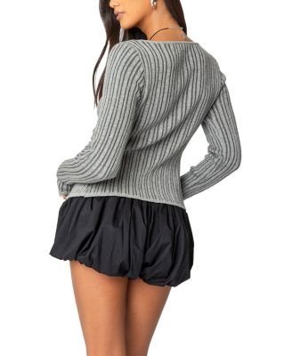 Edikted Bowtie Split Front Knit Top