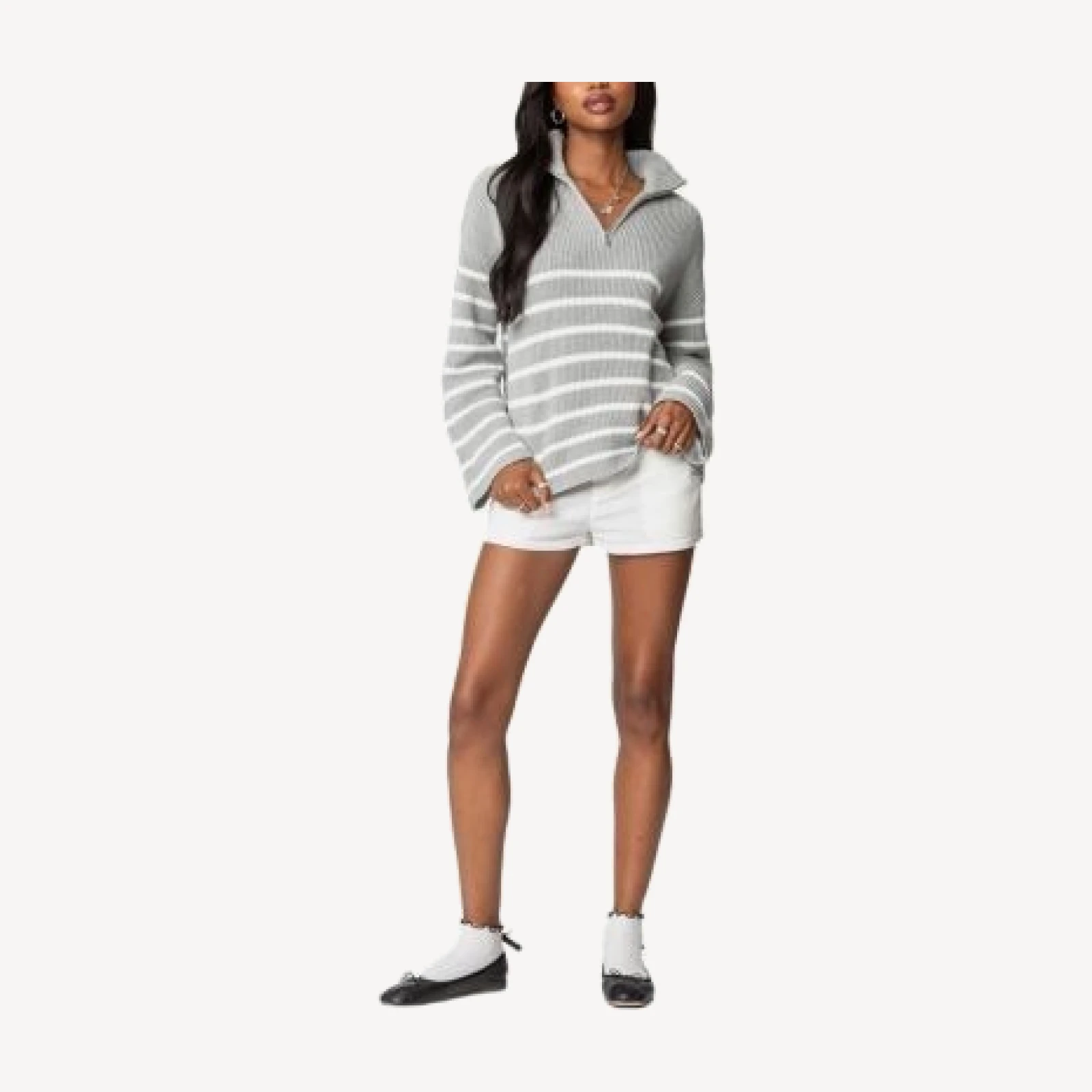Edikted Oversized Quarter Zip Sweater
