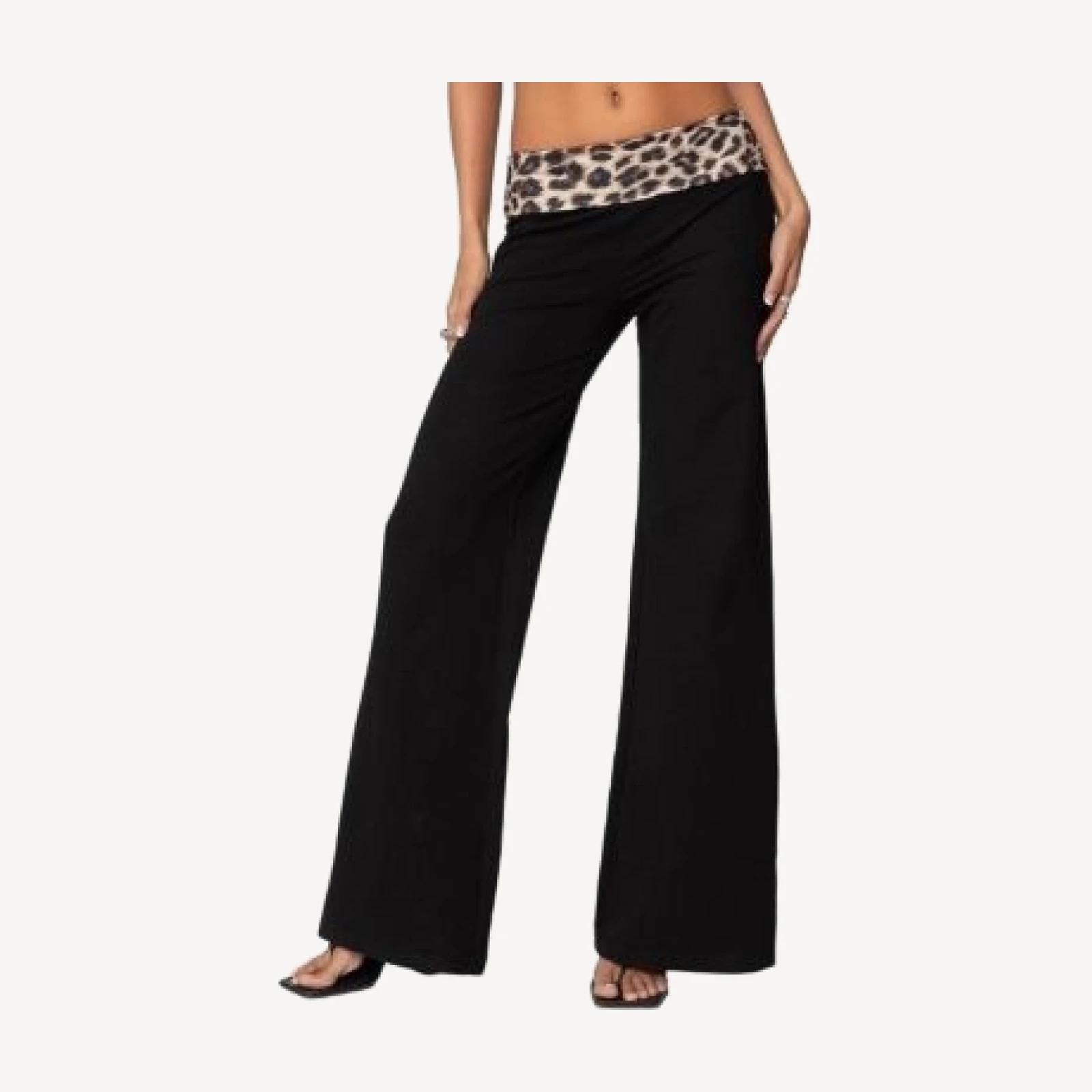 Edikted Leopard Fold Over Pants