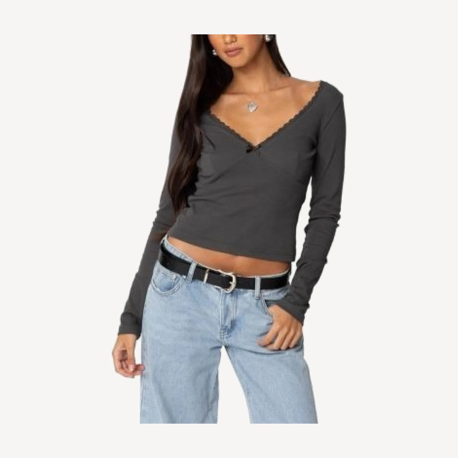 Edikted Adrienne Lace Trim Top