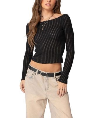 Edikted Textured Sheer Boat Neck Top