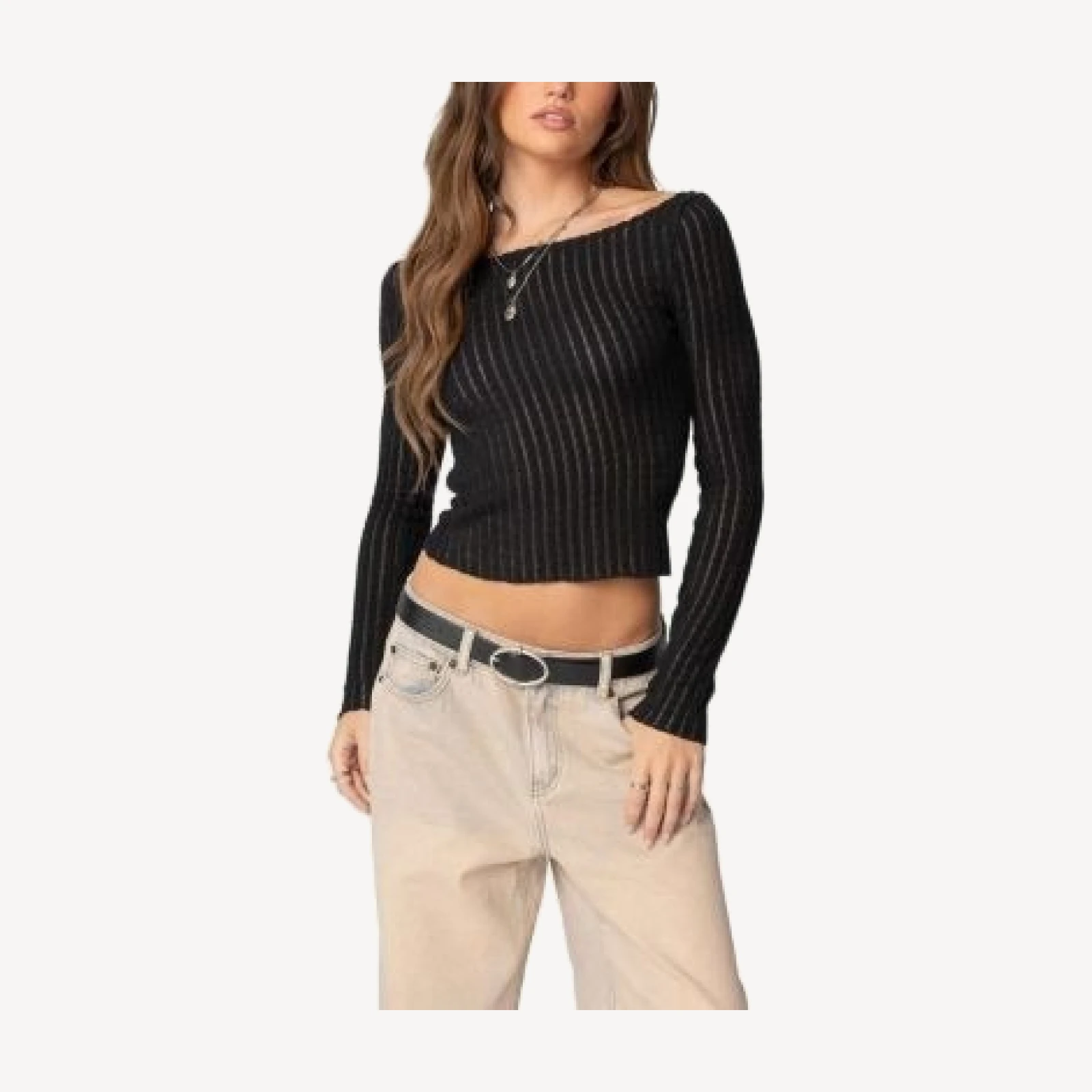 Edikted Textured Sheer Boat Neck Top