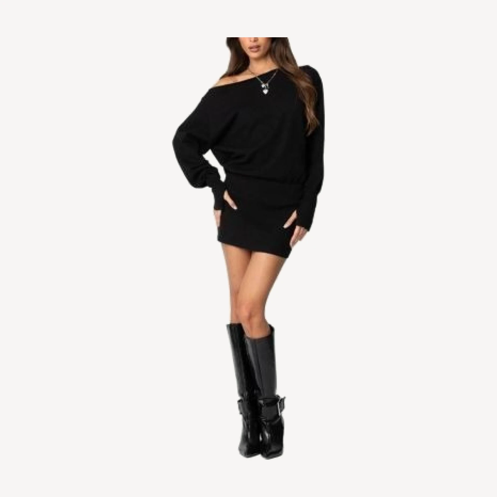 Edikted Eve Off Shoulder Knit Mini Dress