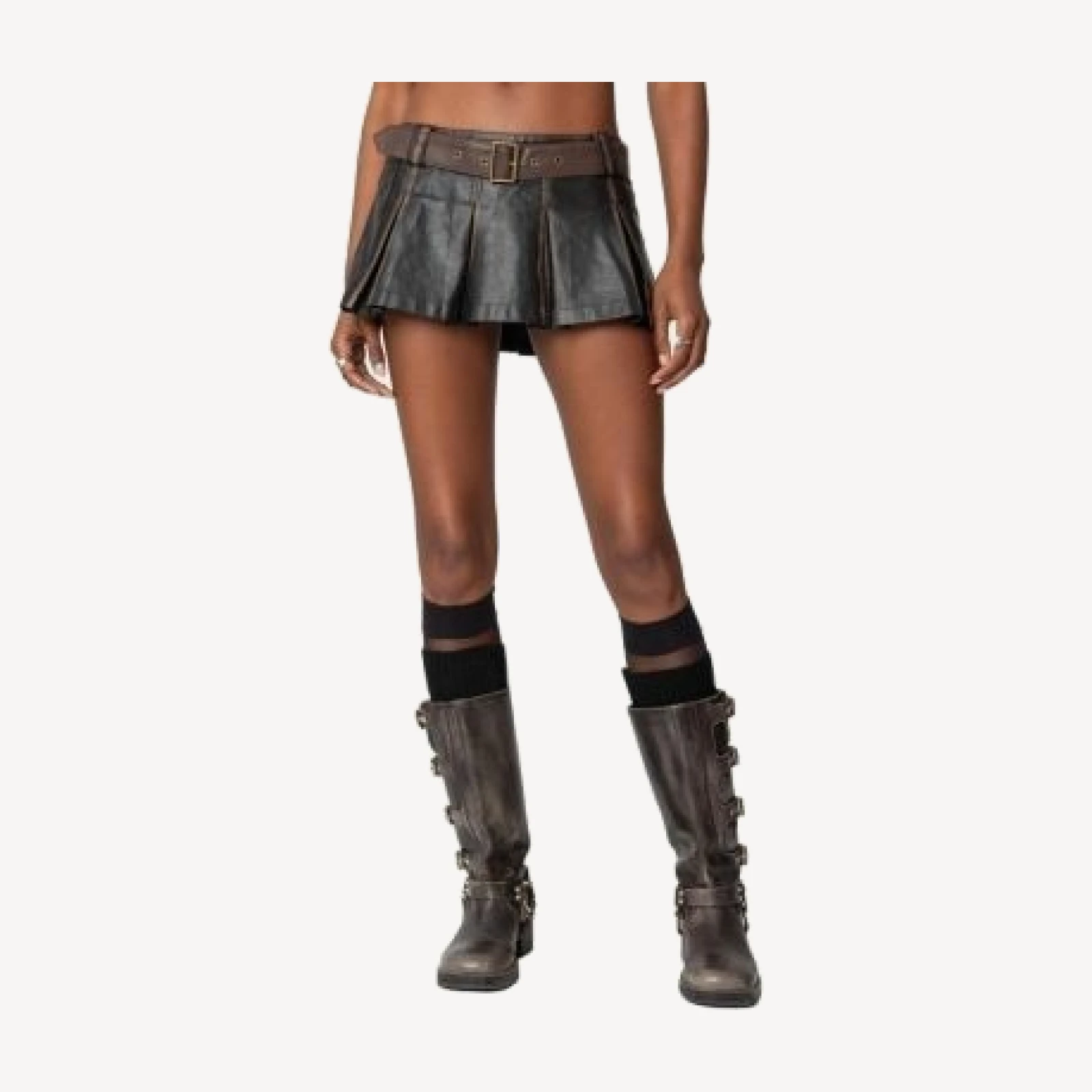 Edikted Vintage Washed Pleated Skort
