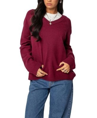 Edikted Martha Oversized V Neck Sweater