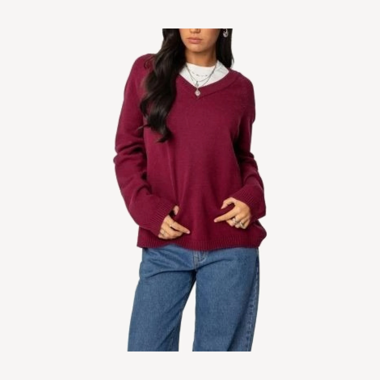 Edikted Martha Oversized V Neck Sweater