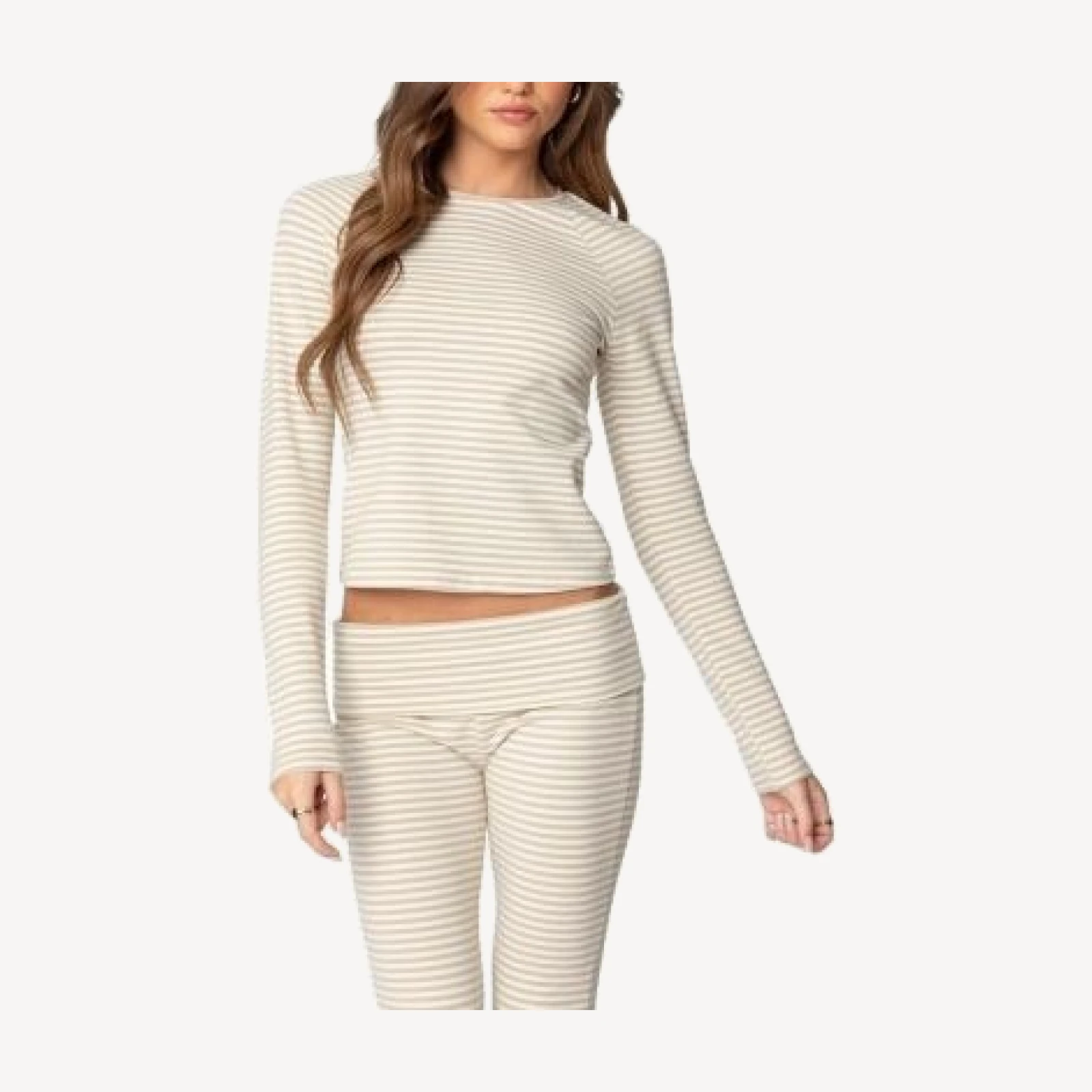 Edikted Kaeli Stripey Long Sleeve T Shirt