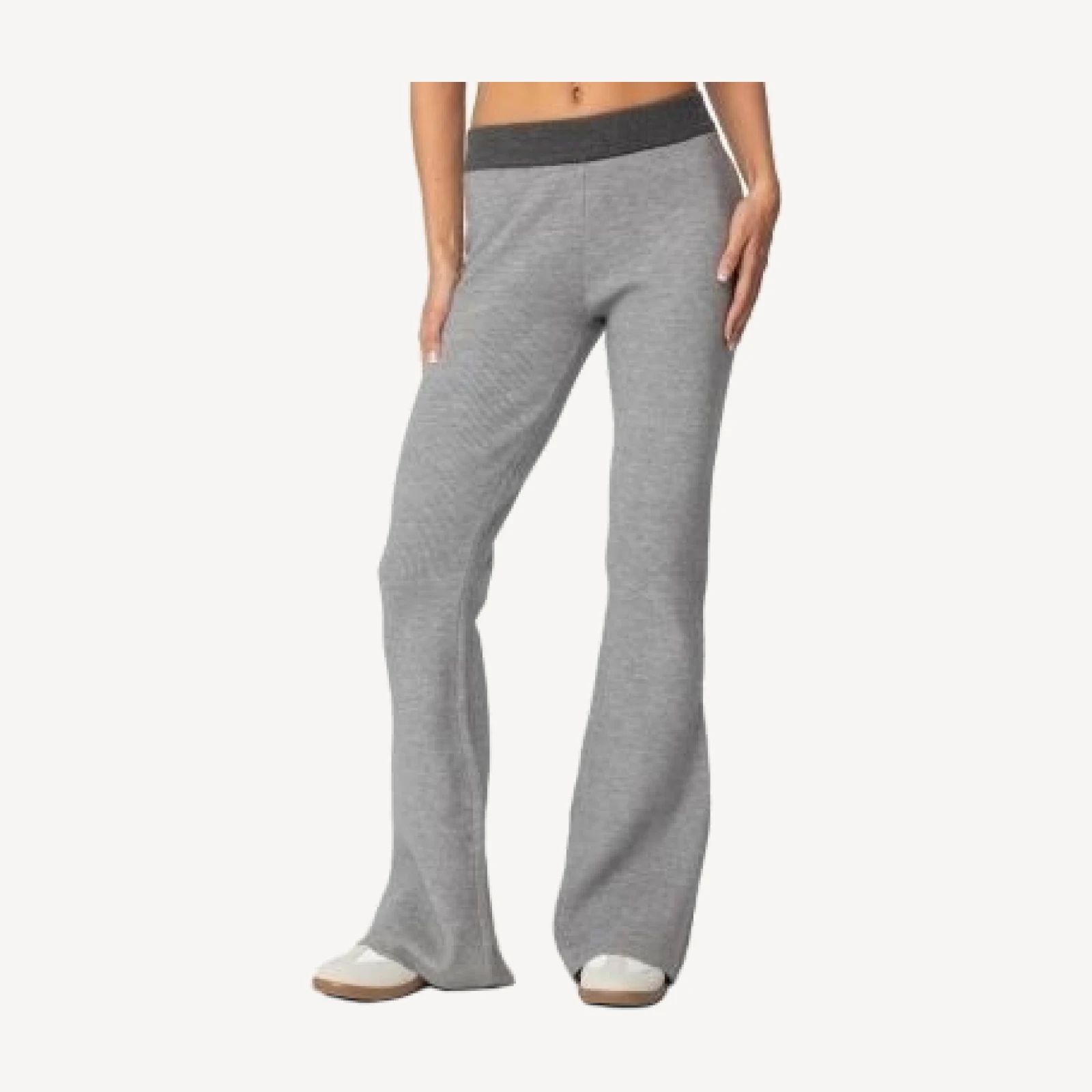 Edikted Lei Contrast Knit Flared Pants