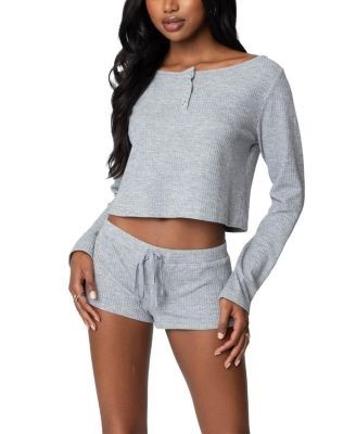 Edikted Teddy Cropped Waffle Top