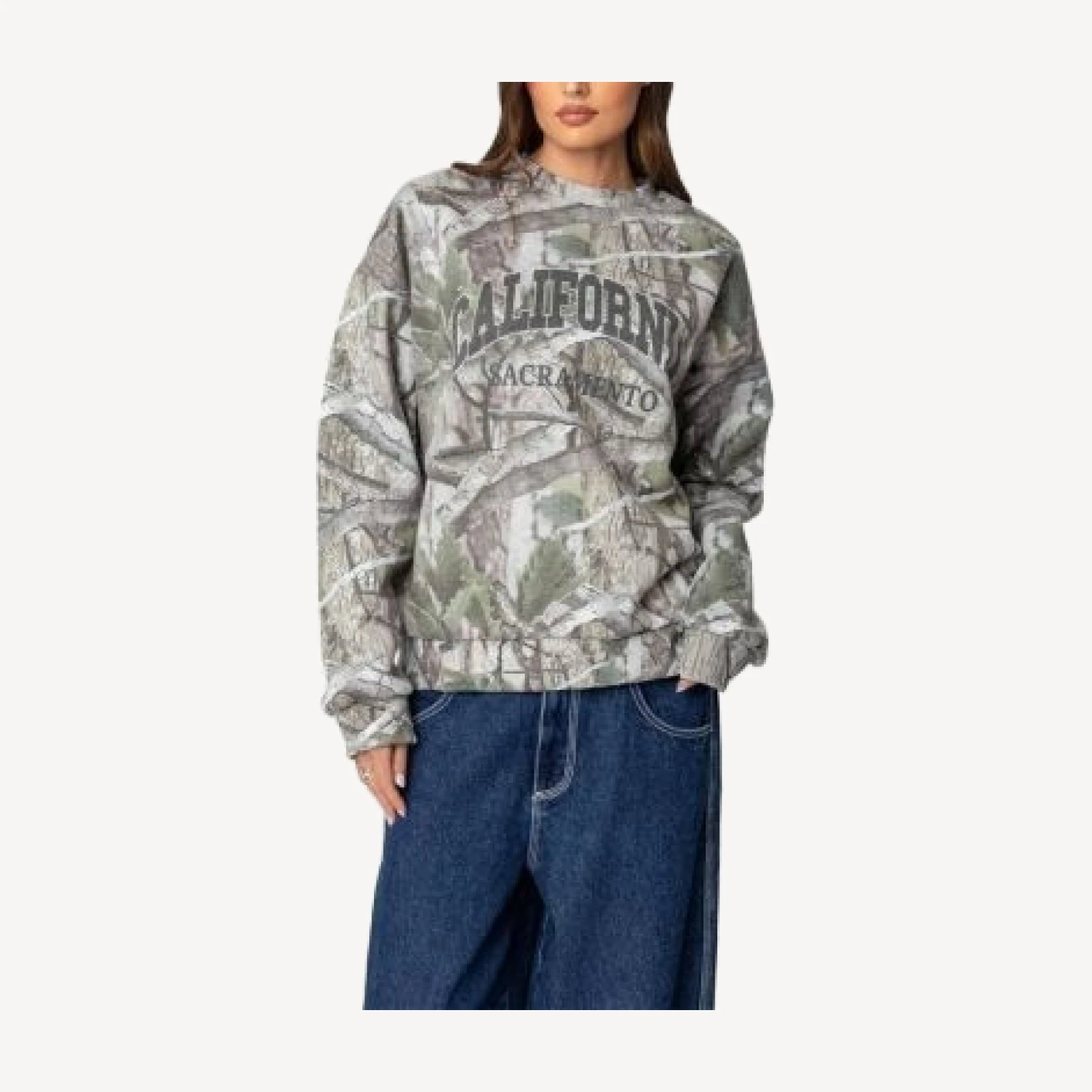 Edikted Cali Baby Camo Sweatshirt