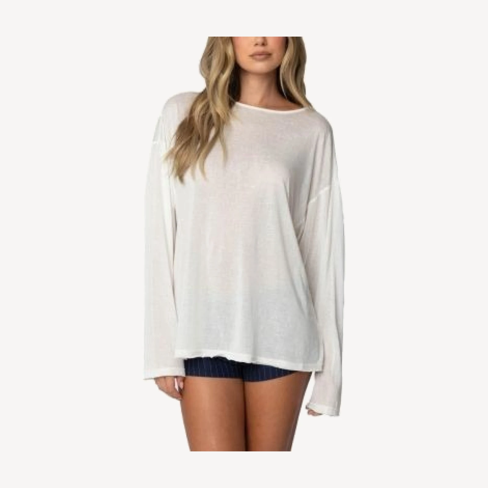 Edikted Oversized Semi Sheer Long Sleeve T Shirt