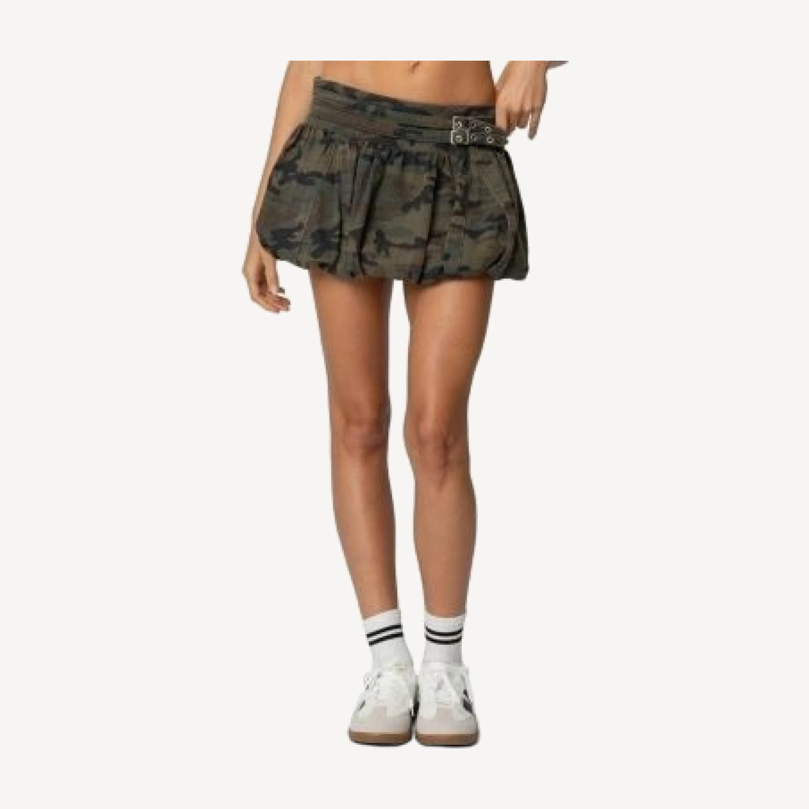 Edikted Camo Belted Bubble Mini Skort