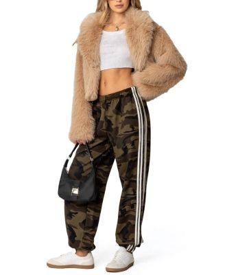 Edikted Camo Contast Striped Sweatpants
