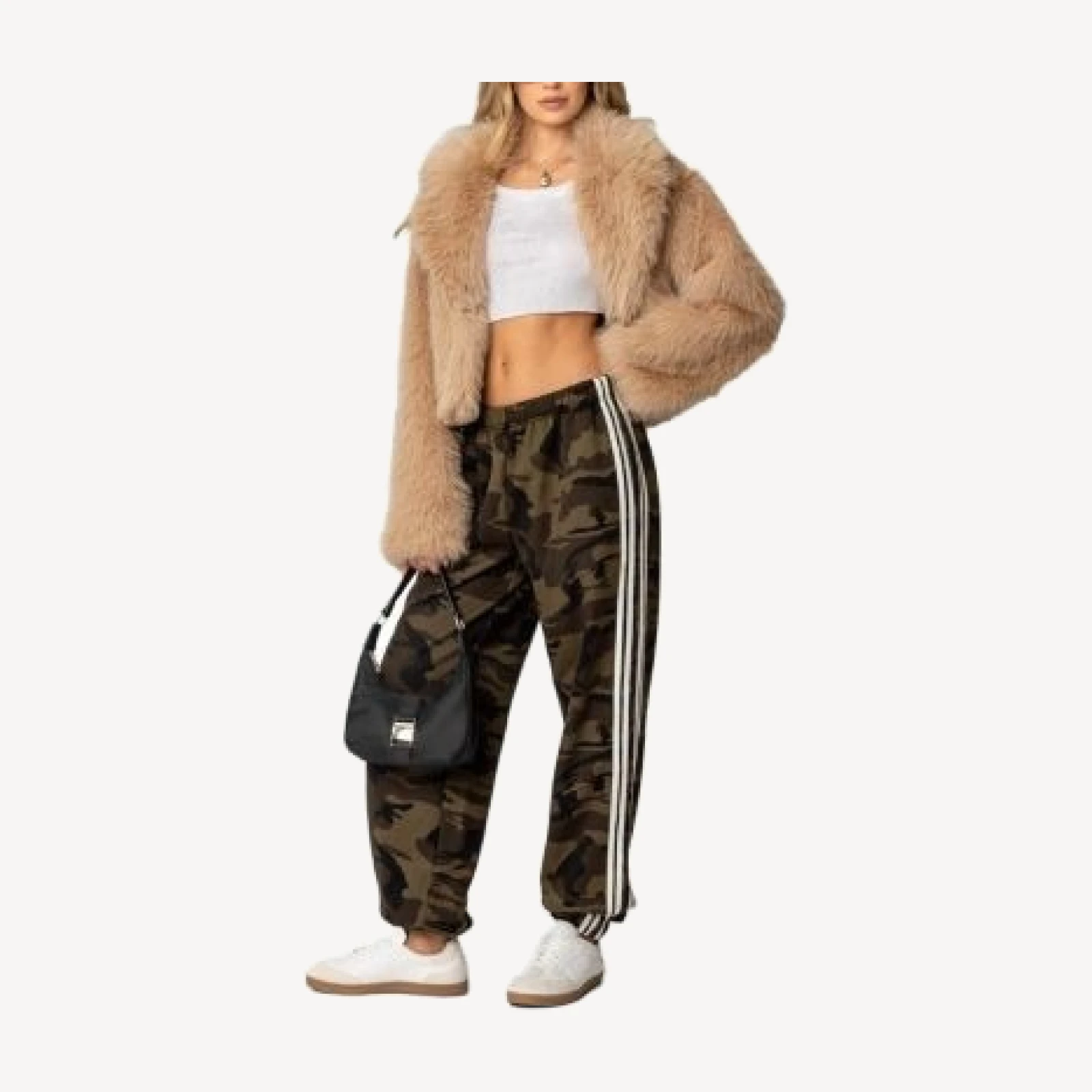 Edikted Camo Contast Striped Sweatpants