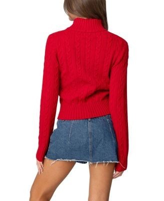 Edikted Ryn Zip Up Cable Knit Cardigan