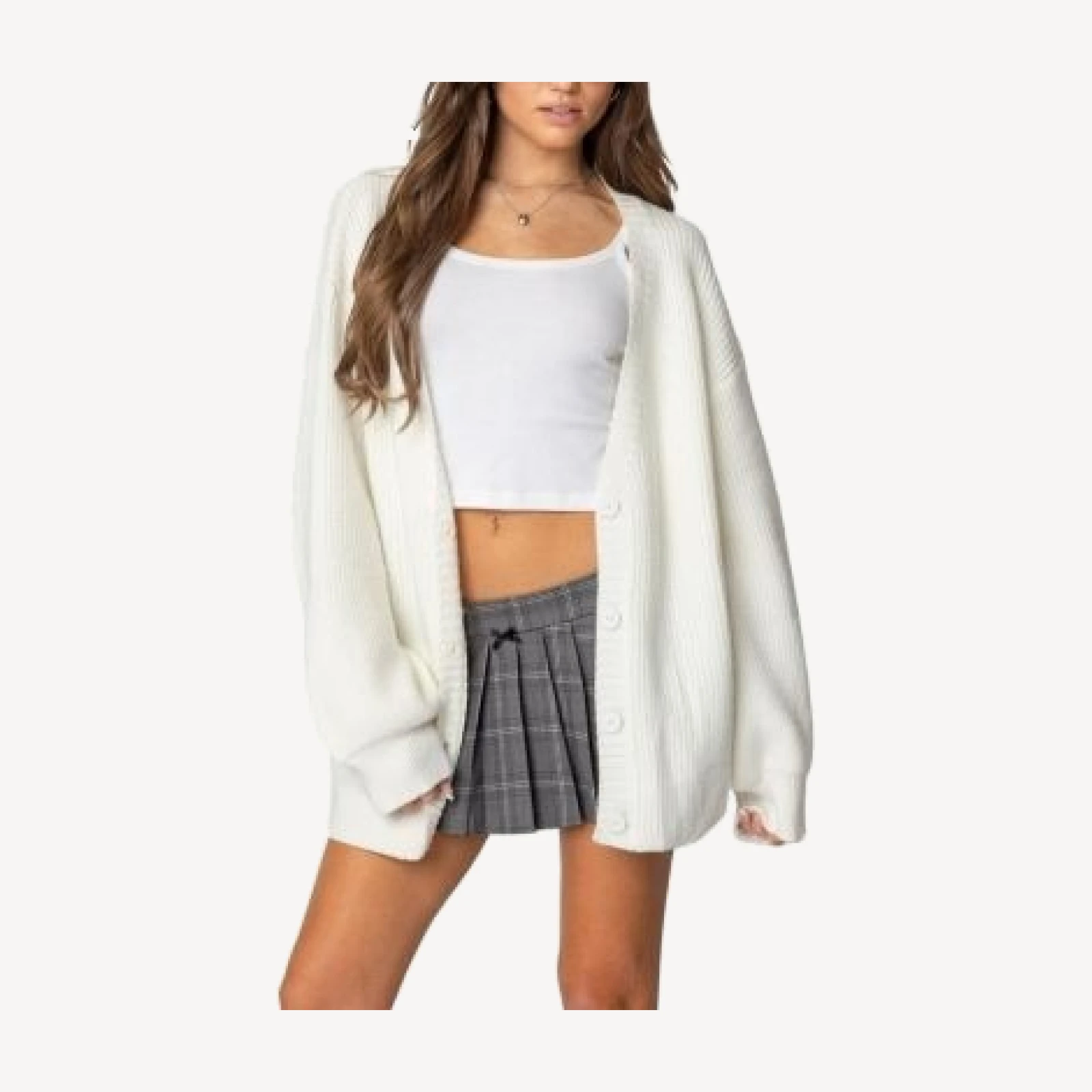 Edikted Mathilde Oversized V Neck Cardigan
