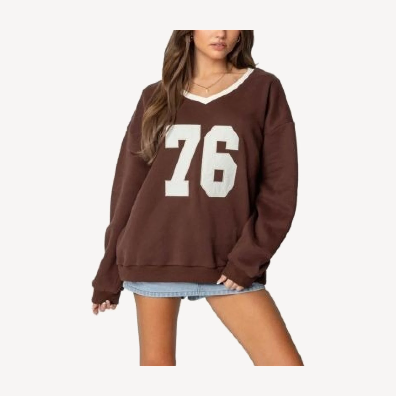 Edikted 76 Oversized V Neck Sweater