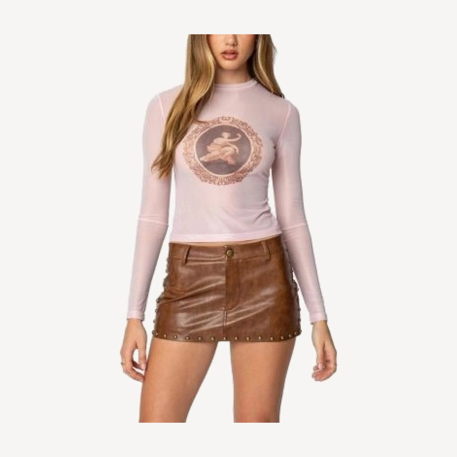Edikted Vita Vintage Printed Mesh Top