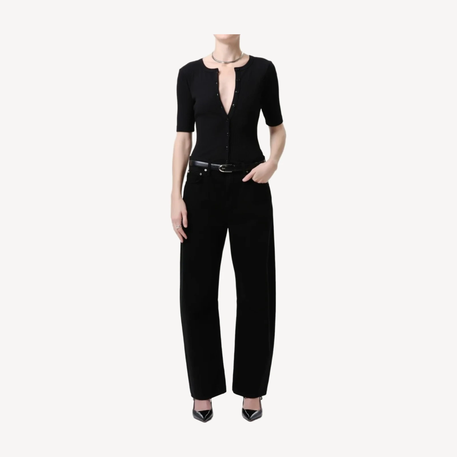 Miro Long Relaxed Jean in Solid Black