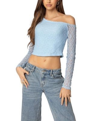 Edikted Fabia Asymmetric Textured Lace Top
