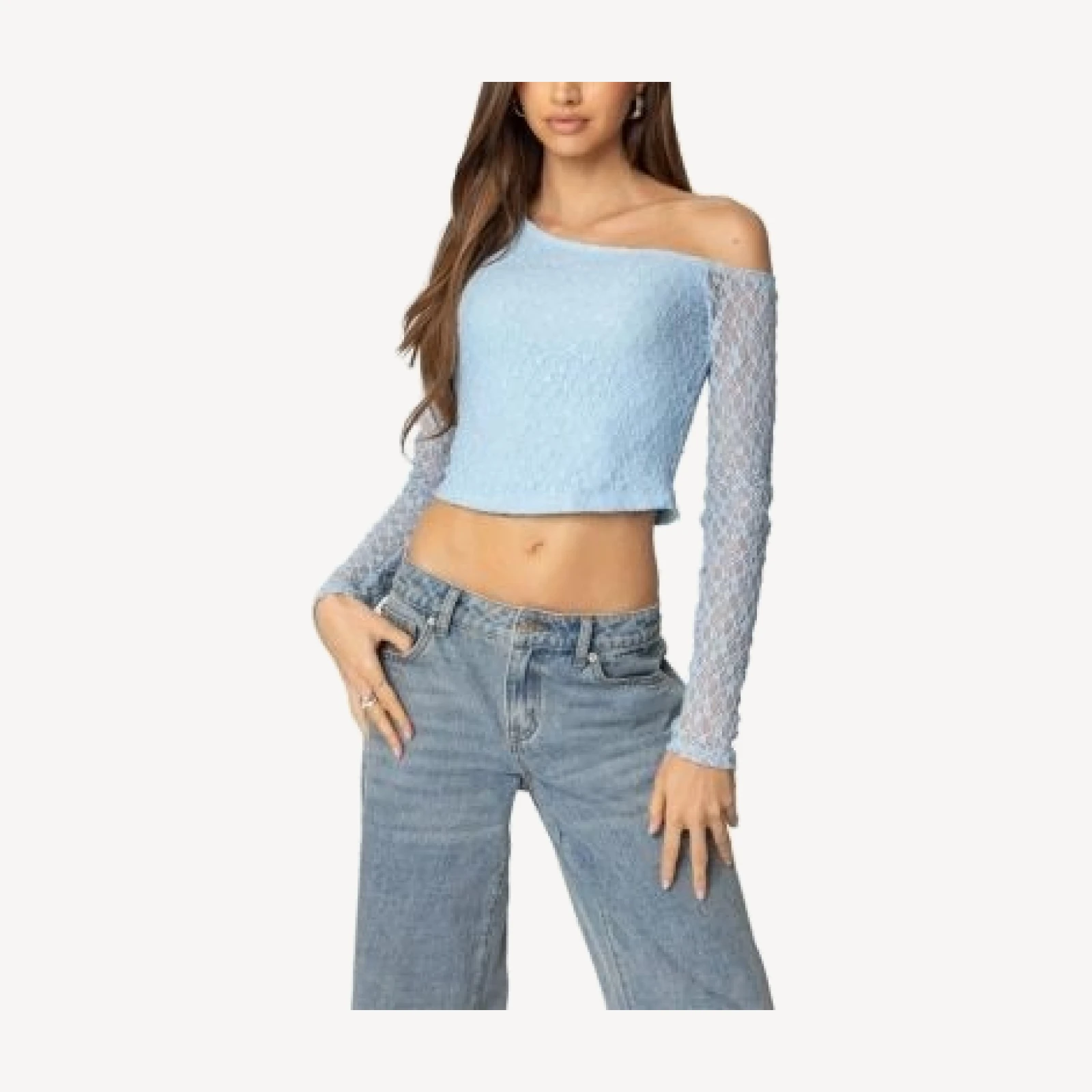 Edikted Fabia Asymmetric Textured Lace Top