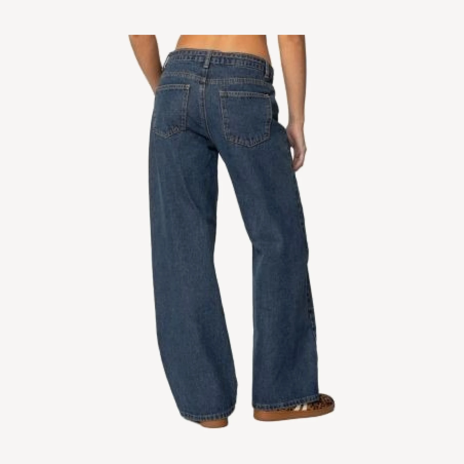 Edikted Funky Stitch Dark Blue Washed Low Rise Jeans