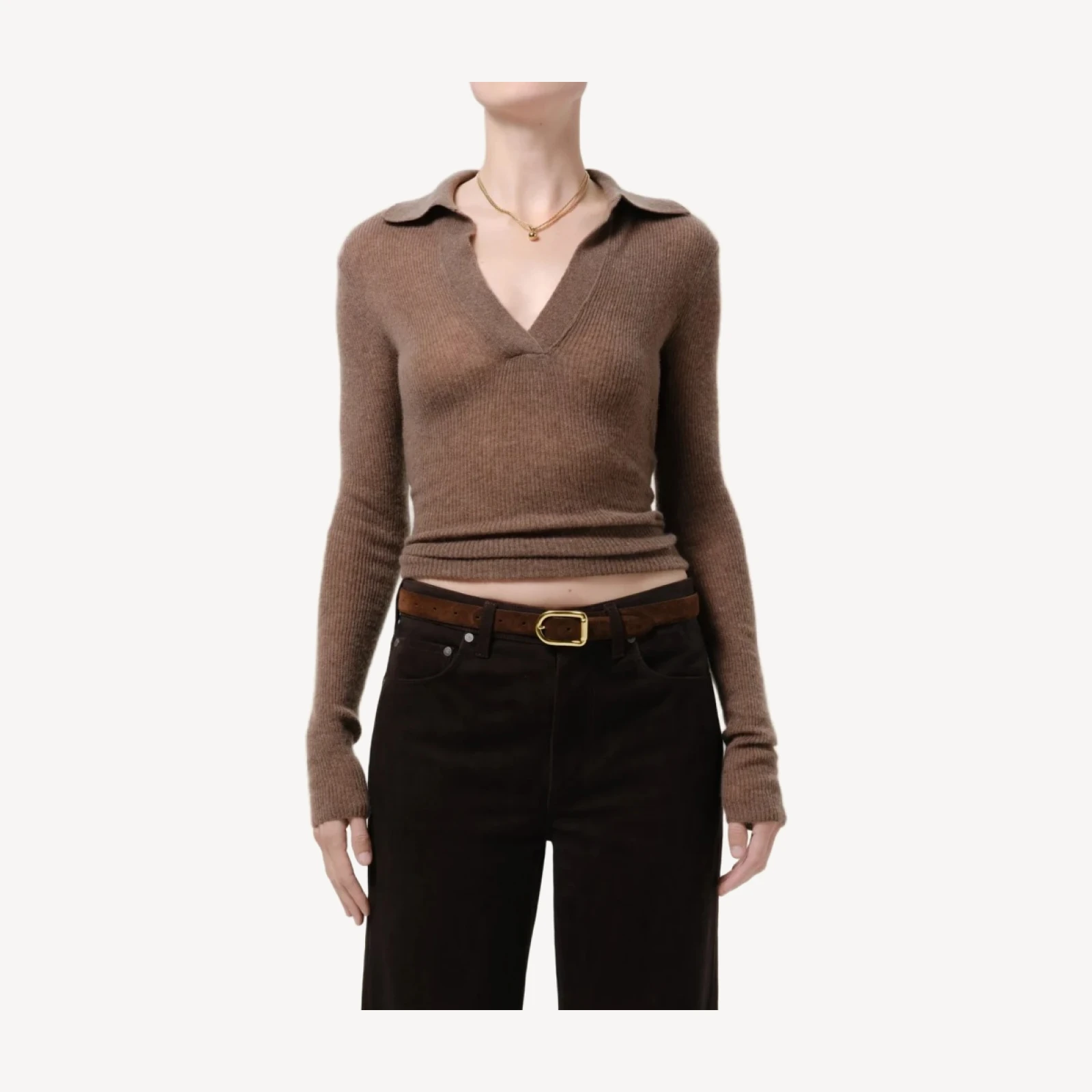 Simone Polo Sweater in Mushroom